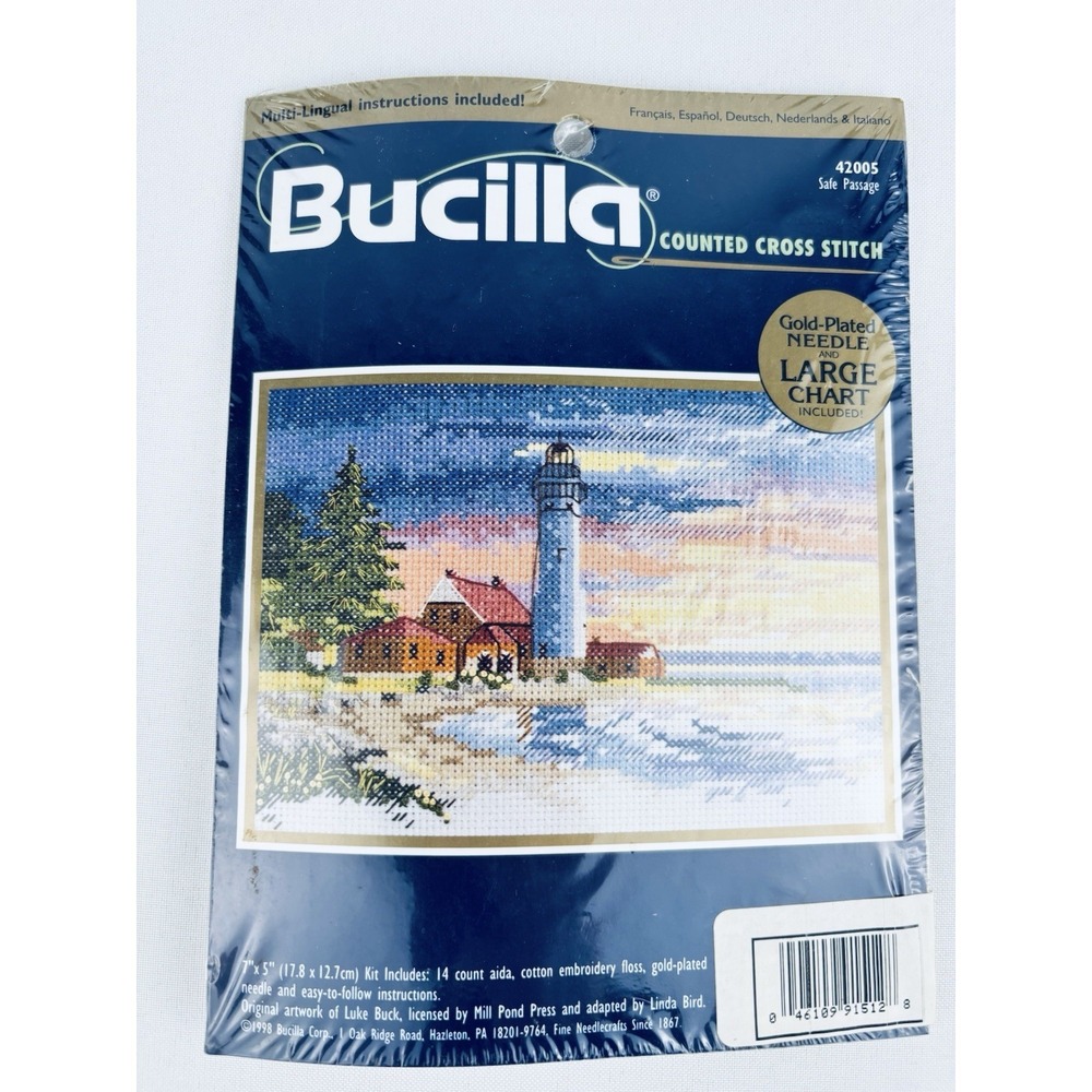 Bucilla 42005 SAFE PASSAGE Lighthouse Counted Cross Stitch Kit Vintage 1998‎